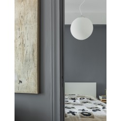 Pendant Light Opal Glass & Chrome Metal E27 1x60W D:40 H:130c 