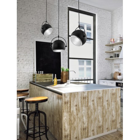 Pendant Light Out.Black Metal-In.Aluminium E27 1x40W D:18 H:2 