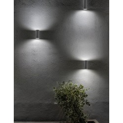 Dark Gray Aluminium Glass Diffuser LED GU10 2x7 Watt 220-240 Volt IP54 Bulb Excluded Light Up & Down D: 7 W: 8 H: 15 cm 