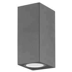 Dark Gray Aluminium Glass Diffuser LED GU10 2x7 Watt 220-240 Volt IP54 Bulb Excluded Light Up & Down L: 6.7 W: 8 H: 15 cm 