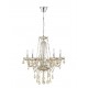 Chandelier Cognac Glass & K9 Crystals Chrome Frame E14 5x40 Watt 