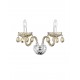 Wall Lamp Cognac Glass & K9 Crystals Chrome Frame E14 2x40 Watt 