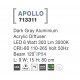 Dark Gray Aluminium Acrylic Diffuser LED 5 Watt 522Lm 3000K 110-265 Volt 50Hz Beam Angle 120o IP54 L: 9 W: 15 H: 80 cm 