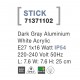 Dark Gray Aluminium White Acrylic LED E27 1x12 Watt 220-240 Volt IP54 Bulb Excluded L: 7.6 W: 7.6 H: 25 cm 
