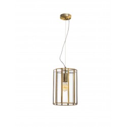 Pendant Light Antique Metal Brass & Clear Glass E27 1x60 Watt D: 
