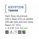 Dark Gray Aluminium LED 3 Watt 270Lm 3000K 220-240 Volt 50Hz Beam Angle 15o IP54 L: 8.5 W: 5 H: 8.5 cm 