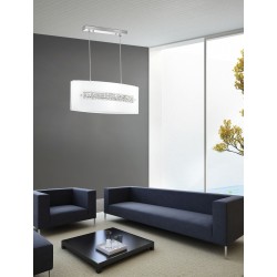Pendant Light Chrome Aluminium White Glass & Crystal E27 3x40 Wa 