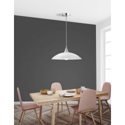 Pendant Light Chrome Metal White Glass & Silver Iridescent E27 1 
