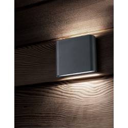 Dark Gray Aluminium Glass Diffuser LED 2x3 Watt 480Lm 3000K 220-240 Volt 50Hz Beam 2x60 o IP54 Light Up & Down L: 12 W: 3 H: 9 c