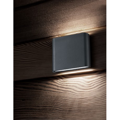 Dark Gray Aluminium Glass Diffuser LED 2x3 Watt 480Lm 3000K 220-240 Volt 50Hz Beam 2x60 o IP54 Light Up & Down L: 12 W: 3 H: 9 c