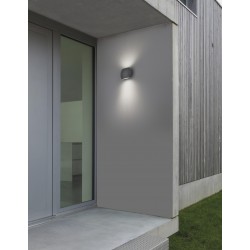 Dark Gray Aluminium Glass Diffuser LED 2x3 Watt 510Lm 3000K 220-240 Volt 50Hz Beam Angle 2x34 o IP54 Light Up & Down L: 15 W: 7 