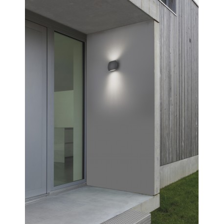 Dark Gray Aluminium Glass Diffuser LED 2x3 Watt 510Lm 3000K 220-240 Volt 50Hz Beam Angle 2x34 o IP54 Light Up & Down L: 15 W: 7 