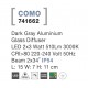 Dark Gray Aluminium Glass Diffuser LED 2x3 Watt 510Lm 3000K 220-240 Volt 50Hz Beam Angle 2x34 o IP54 Light Up & Down L: 15 W: 7 