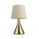 Table Lamp Brass Metal & Natural Wood Sand White Fabric Shade E1 