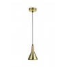 Pendant Light Brass Metal & Natural Wood Black & White Fabric Wi