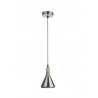 Pendant Light Nickel Metal & Natural Wood Black & White Fabric W