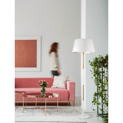 Floor Lamp Natural Wood White Metal & White Fabric Wire E27 1x40 