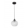 Pendant light, clear glass & black metal, 40W, E27, D:18