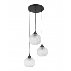 Pendant light, clear glass & black metal, 40W, 3*E27, D:18 