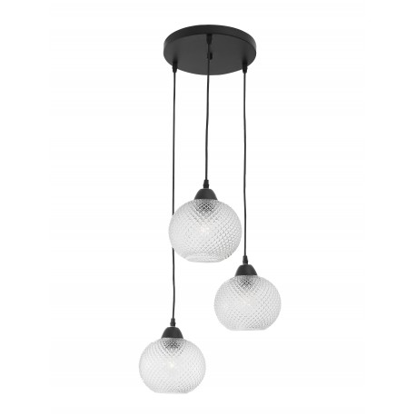 Pendant light, clear glass & black metal, 40W, 3*E27, D:18 