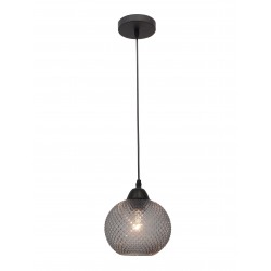 Pendant light, Dark Grey glass & black metal, 40W, E27, D:18 