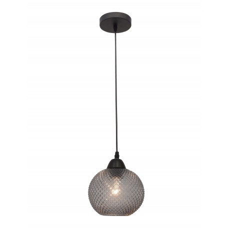Pendant light, Dark Grey glass & black metal, 40W, E27, D:18 