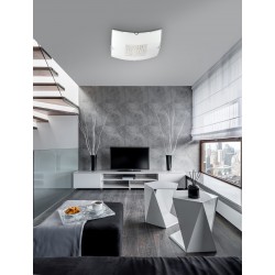 Ceiling lamp, crystal & white glass, 30*30, 2*E27 