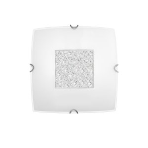 Ceiling lamp, crystal & white glass, 30*30, 2*E27 2
