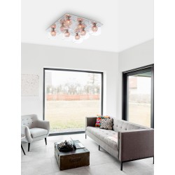 Ceiling lamp chrome,clear glass & rose gold, 60*60,8*G9, max 40W 