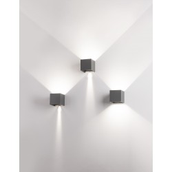 Dark Gray Aluminium LED 2x3 Watt 510Lm 3000K 3000K 220-240 Volt 50Hz Adjustable Beam 0-90o IP54 L: 11.2 W: 11.2 H: 11.2 cm 