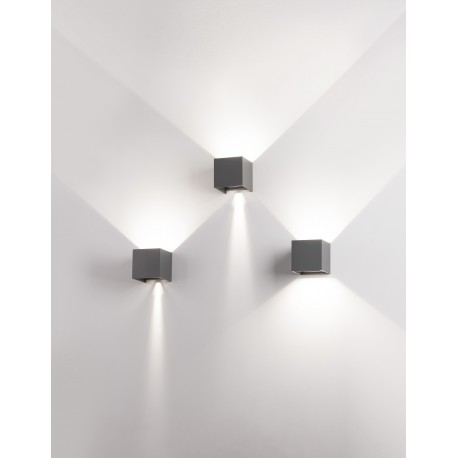 Dark Gray Aluminium LED 2x3 Watt 510Lm 3000K 3000K 220-240 Volt 50Hz Adjustable Beam 0-90o IP54 L: 11.2 W: 11.2 H: 11.2 cm 