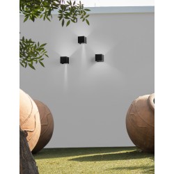 Black Aluminium LED 2x3 Watt 510Lm 3000K 220-240 Volt 50Hz Adjustable Beam 0-90o IP54 L: 11.2 W: 11.2 H: 11.2 cm 