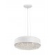 Pendant light, matt-white, crystals & alum.shade, D:46, G9 incl. 