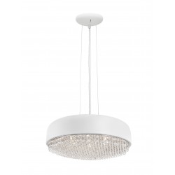 Pendant light, matt-white, crystals & alum.shade, D:46, G9 incl. 