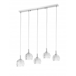 Pendant clear glass & chrome base 5*28W L:100*W:12*H133 G9 excl. 