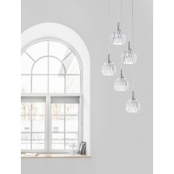 Pendant Clear glass & Chrome base 5*28W D:40*H:140 G9 excl. 