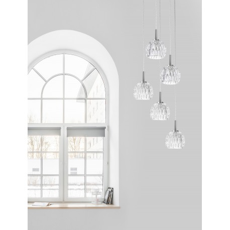 Pendant Clear glass & Chrome base 5*28W D:40*H:140 G9 excl. 