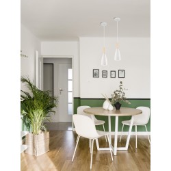 Pendant lamp, Steel & wood, White, E27, 40W, D:18*27 