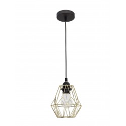 Pendant lamp, Steel, Brass gold & black cable, E27, 40W, D:15*18 