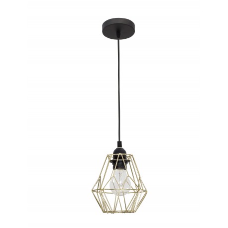 Pendant lamp, Steel, Brass gold & black cable, E27, 40W, D:15*18 
