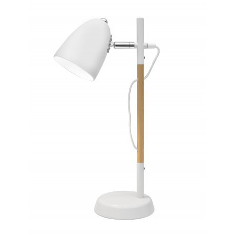 White Metal & Natural WoodE27 1x40 Watt 230 Volt 