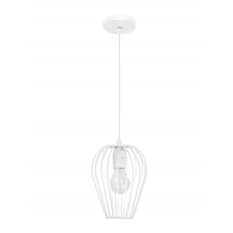Pendant lamp, Metal, white & white cable, E27, 25W, D:15*21 