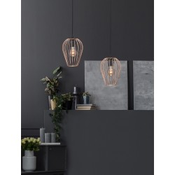 Pendant lamp, Metal, Rose god & black cable, E27, 25W, D:15*21 