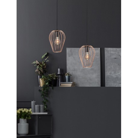 Pendant lamp, Metal, Rose god & black cable, E27, 25W, D:15*21 