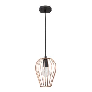 Pendant lamp, Metal, Rose god & black cable, E27, 25W, D:15*21 2