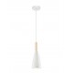 Pendant White AluminiumNatural WoodWhite Fabric WireE14 