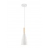 Pendant White AluminiumNatural WoodWhite Fabric WireE14