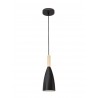 Pendant Black AluminiumNatural WoodBlack Fabric WireE14 