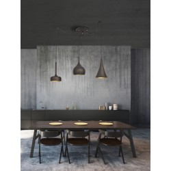 Pendant light 3*LED 10W iron & aluminium, black & inside gold 