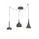 Pendant light 3*LED 10W iron & aluminium, black & inside gold 